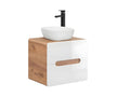 Meuble sous lavabo de salle de bain - Chêne artisanal doré et blanc brillant - L60-H53-P46 ​​- Cosymeub PMYF63090