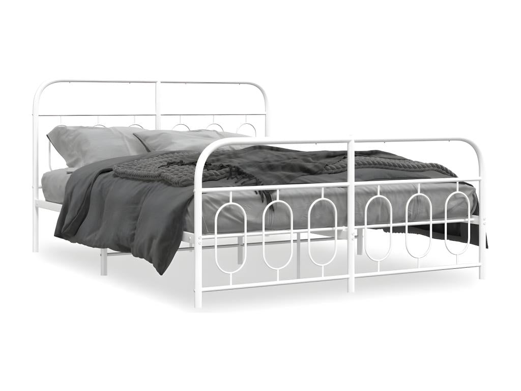 Cadre de lit métal avec tête de lit/pied de lit blanc 140x200cm RZSR03400