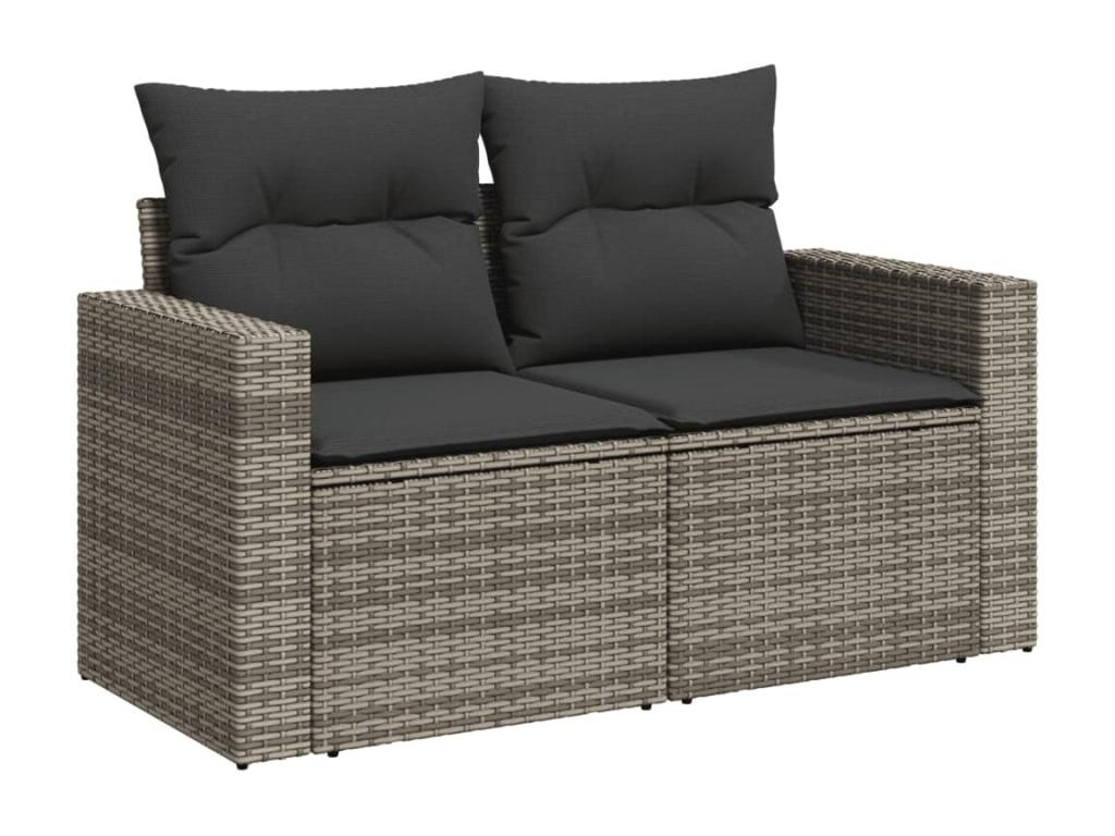 Salon de jardin avec coussins 14 pcs gris résine tressée HZKI81298
