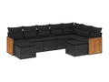 Salon de jardin 9 pcs avec coussins noir résine tressée UQBB48218