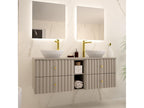 Meuble sous-vasque 140cm 2 niches plan de toilette Cosymeub Cachemire DNOT08777