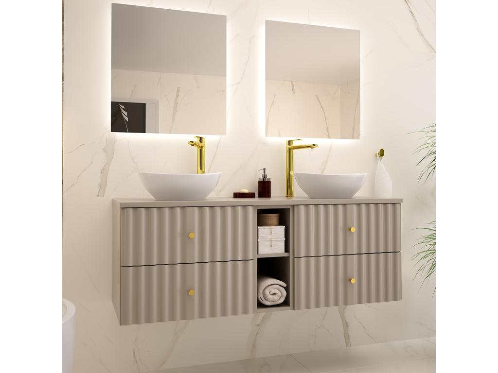 Meuble sous-vasque 140cm 2 niches plan de toilette Cosymeub Cachemire DNOT08777