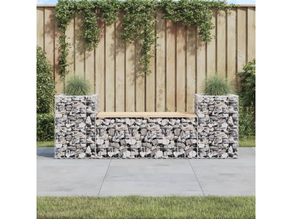 Banc de jardin design gabion 183x41x60.5 bois massif de pin GUEP18078
