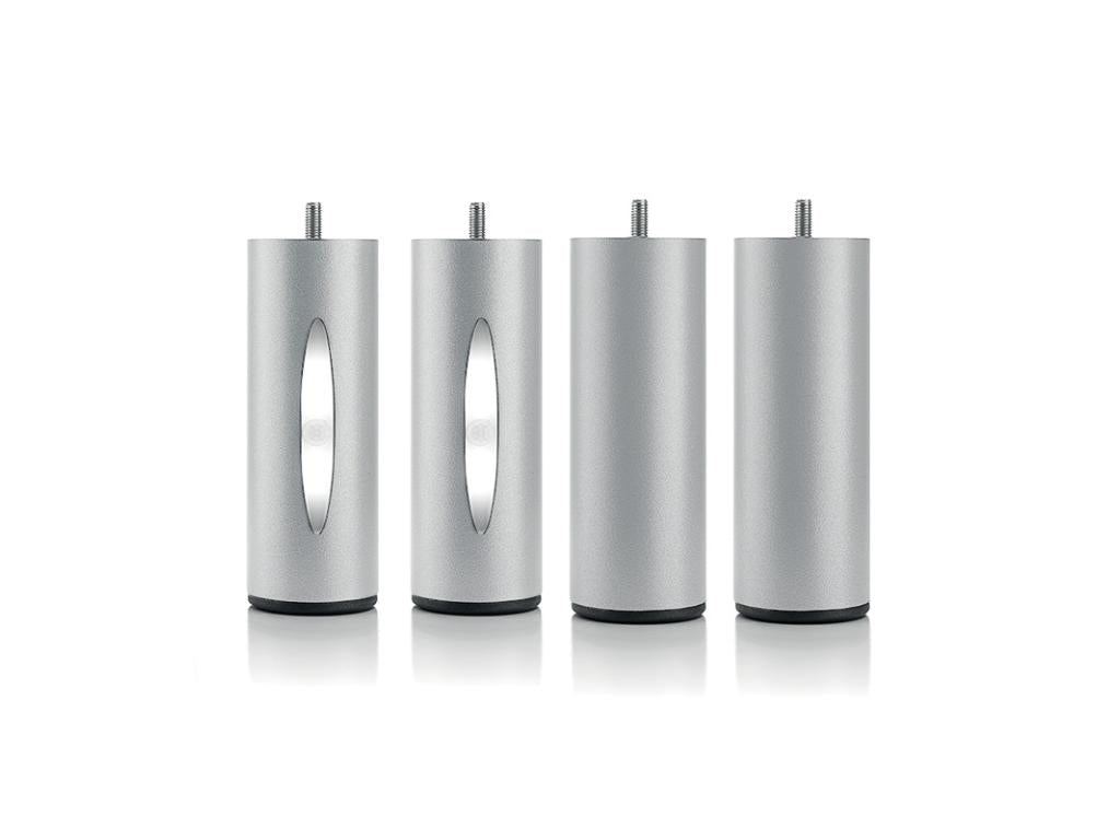 Cosymeub LITERIE - Jeu de pieds de lit cylindriques 2 lumineux 2 métal Gris LPKR45018