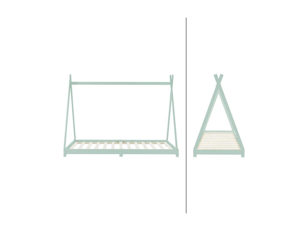 Lit enfant maison 90x200 cm menthe bois lit sommier à Cosymeub lit maison IQSU03923