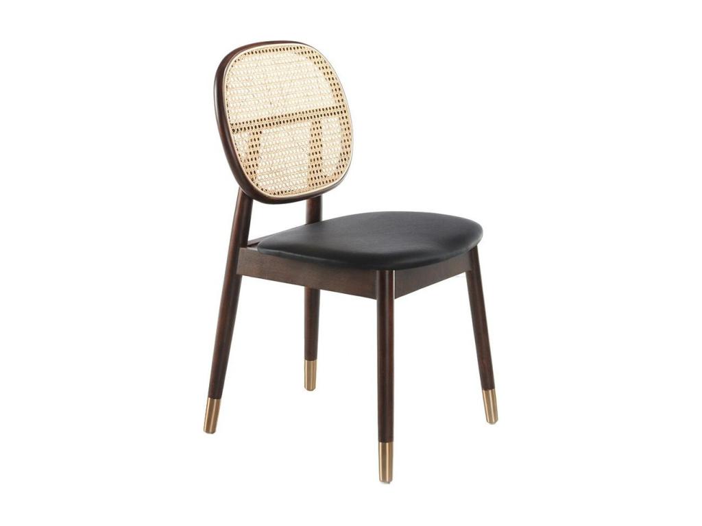 Chaise rotin simili cuir noir et bois de frêne Cosymeub - Lot de 2-Couleur Cosymeub 28 Mauve EYCC50544