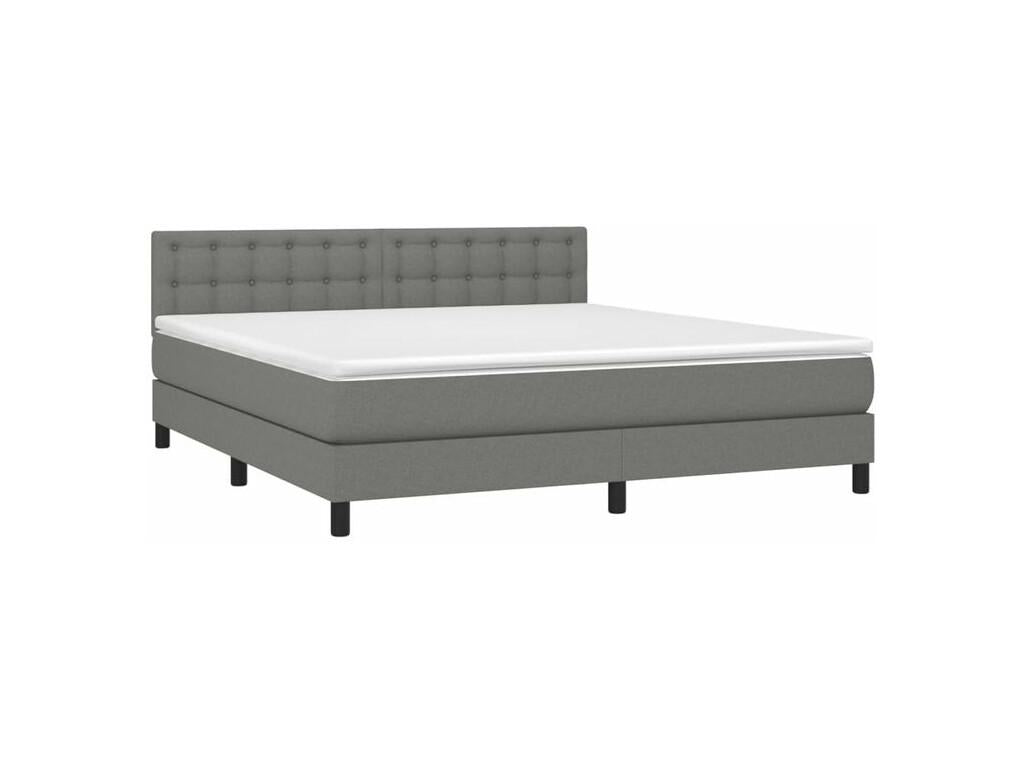 Sommier à Cosymeub de lit avec matelas Gris foncé 160x200 Tissu RUVU82678
