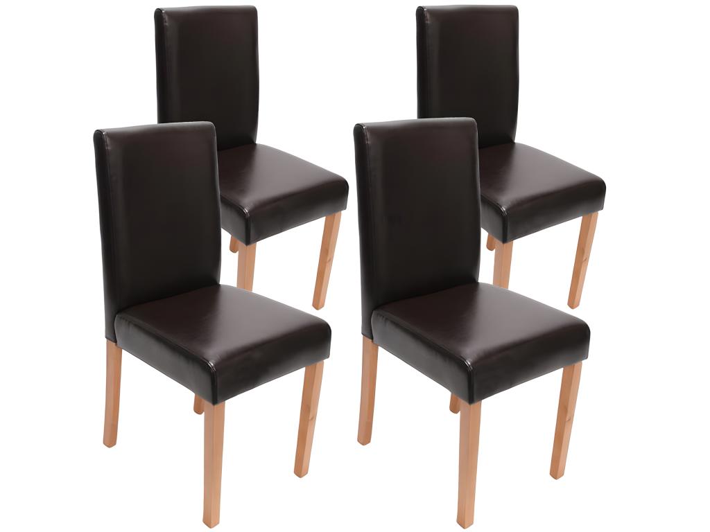 Chaise de salle à manger Cosymeub lot de 4 cuir reconstitué marron pieds clairs SZEH17967