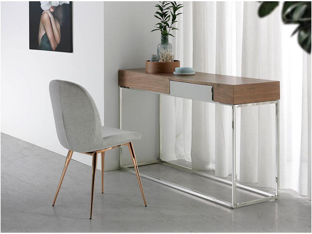 Chaise en tissu gris et pieds en acier ou rose Cosymeub - Lot de 2-Couleur Cosymeub 24 RNIG79950