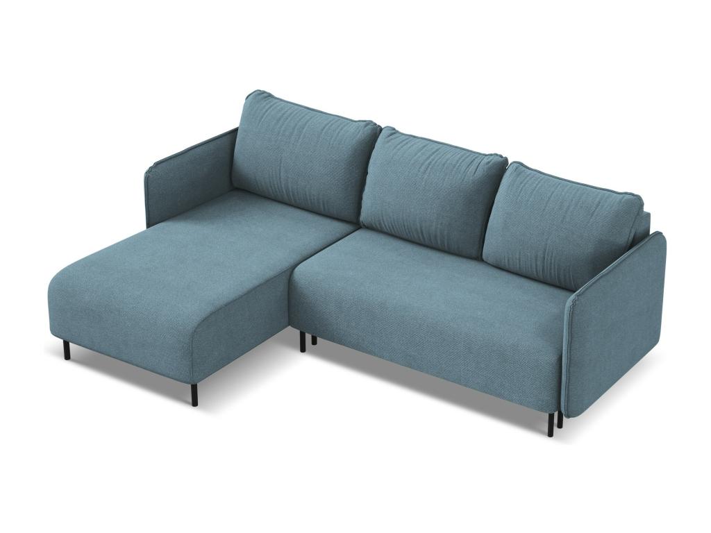 Canapé d'angle gauche convertible en tissu texturé - bleu clair - Cosymeub VCMF40298