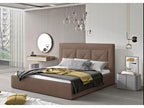 Lit double rembourré en velours Cosymeub-Couleur Marron clair-160x200-Version coffre de rangement CIOJ95951
