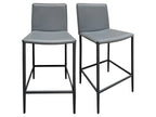 Lot de 2 tabourets de bar dossier simili et pieds métal gris - Cosymeub MOXK76197