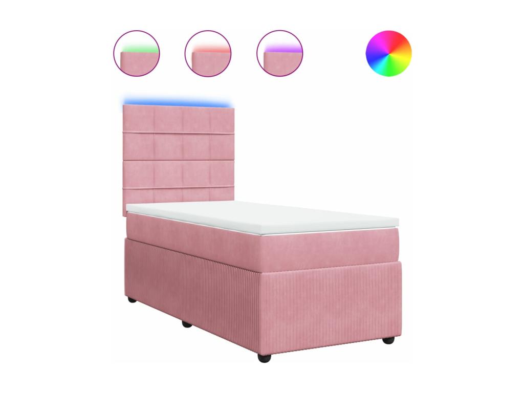 Sommier à Cosymeub de lit avec matelas Rose 100x200 cm Velours BOLE85109