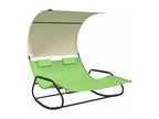 Chaise longue double à bascule avec auvent Vert et crème MIBY50747