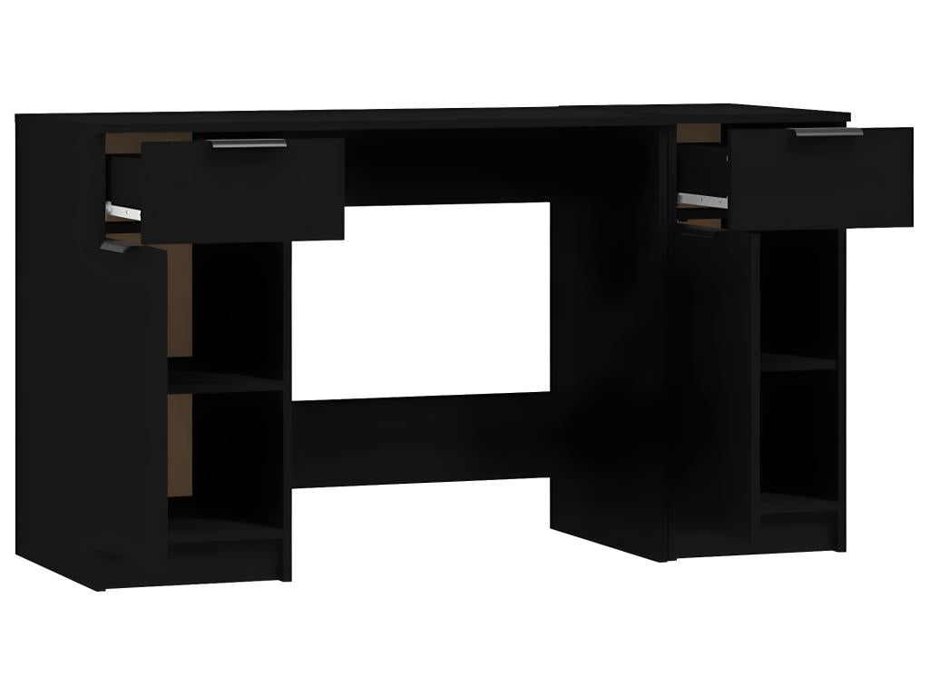 Bureau avec armoire latérale Noir Bois d'ingénierie LKVE86084