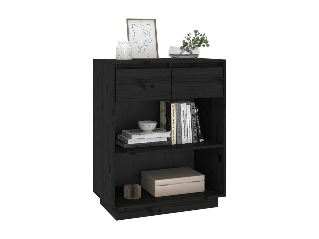 Armoire console Noir 60x34x75 cm Bois de pin solide SCLG43500