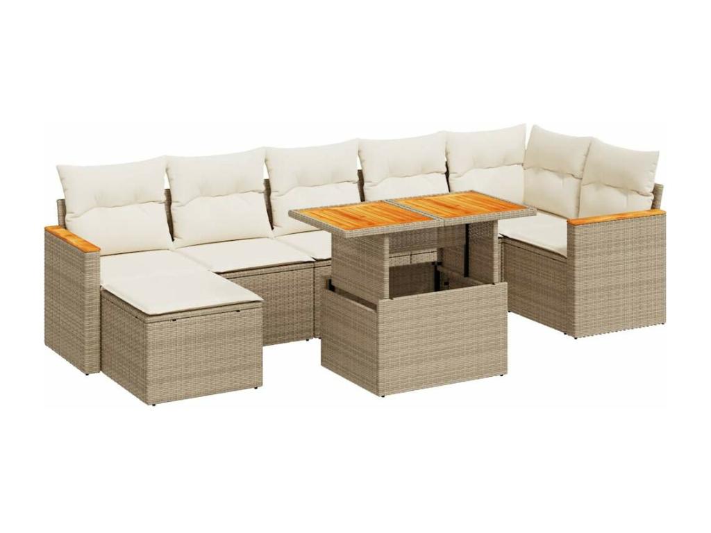 Salon de jardin avec coussins 8 pièces beige résine tressée Cosymeub EEQR47805