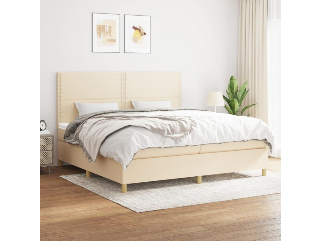 Lit à sommier tapissier avec matelas Crème 200x200 Tissu 5 EXIH01469