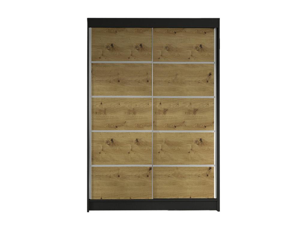 Armoire Cosymeub 150 Chêne Cosymeub - Noir 200x120x58cm Portes d'armoire Glissement OXWW55609