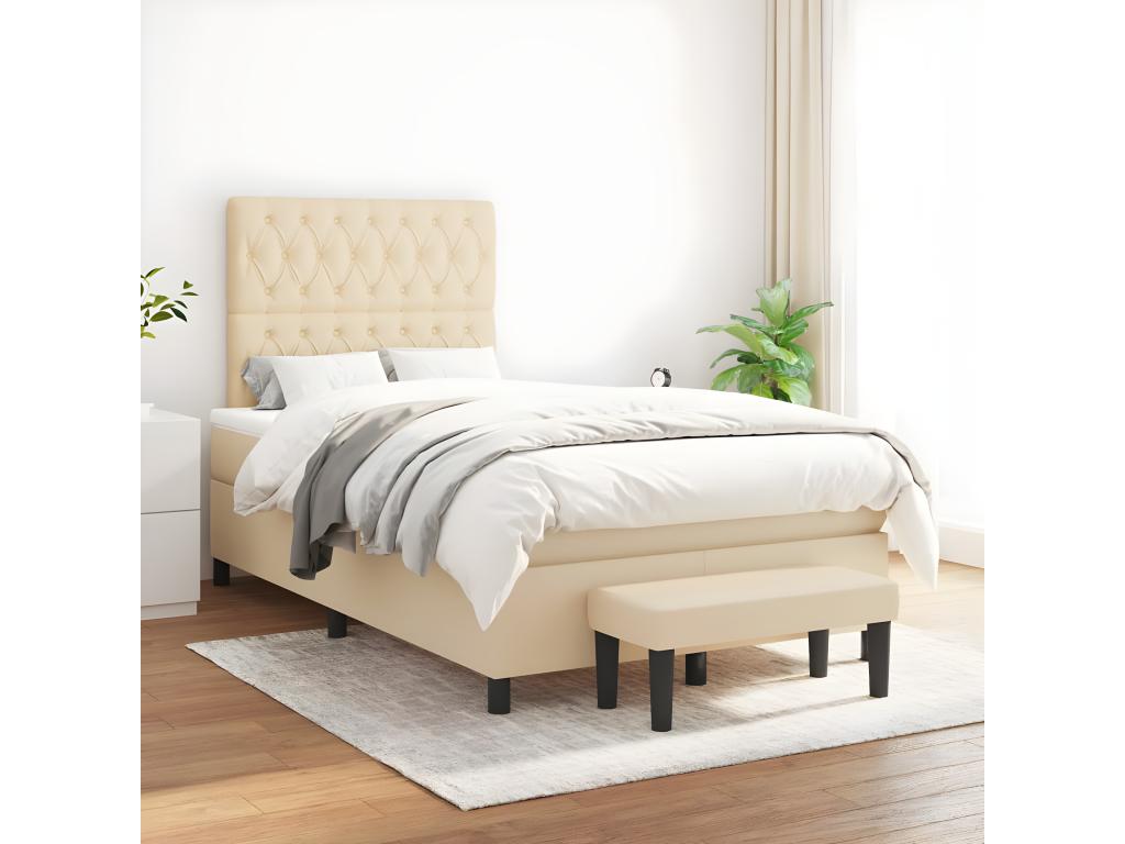 Lit à sommier tapissier avec matelas Crème 120x200 cm Tissu ZPKI70749