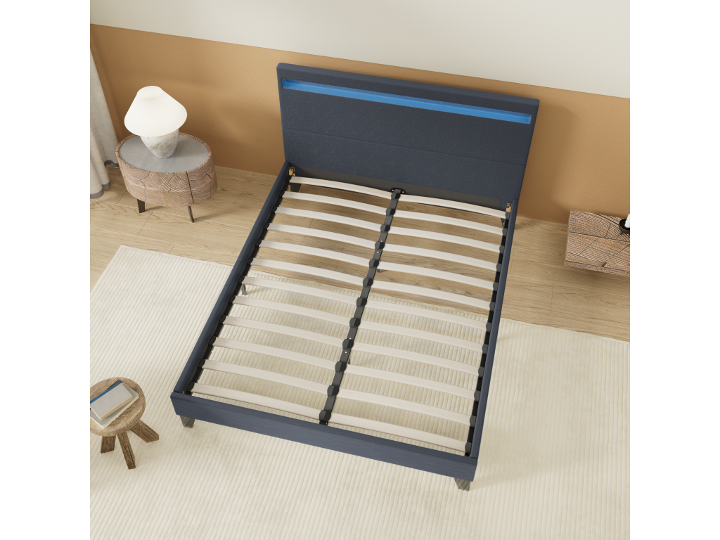Lit Avec Éclairage LED Simili Noir 140x200 Cm SSOQ71101