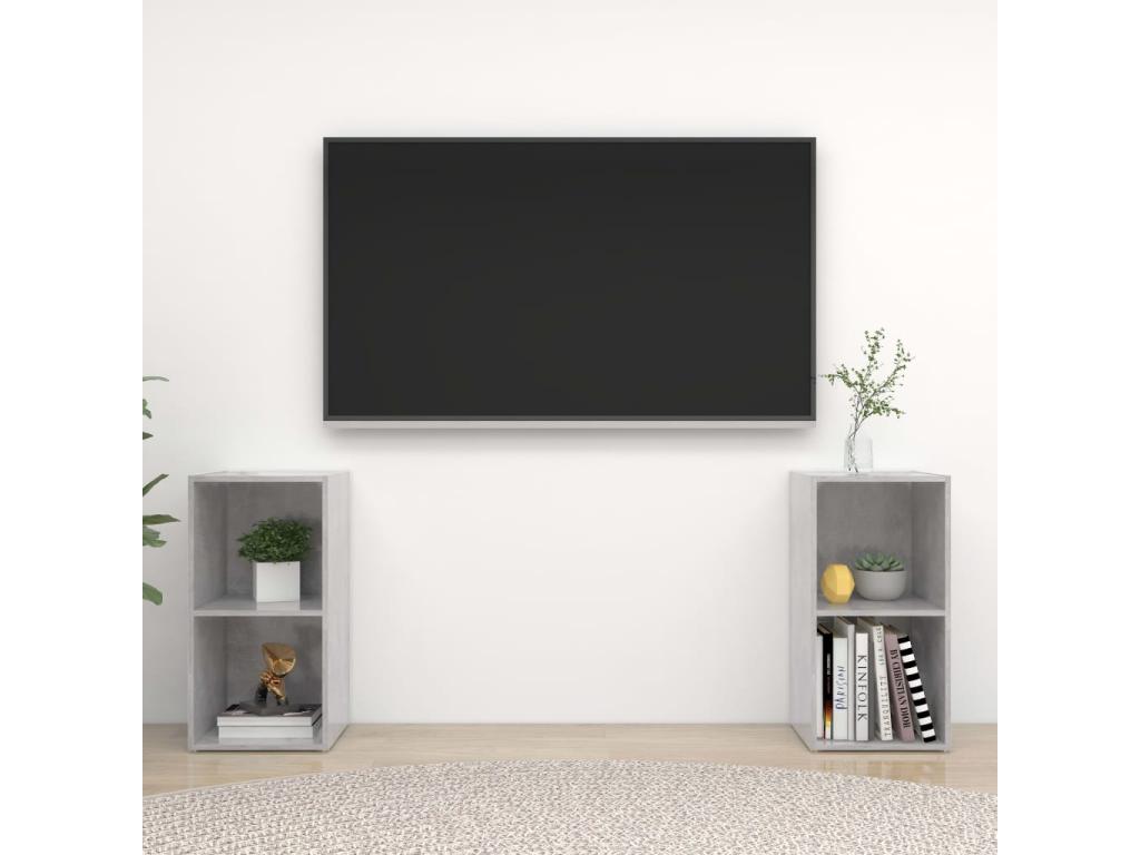 Meubles TV 2 pièces Gris béton 72x35x36.5 cm Aggloméré MIBX63103