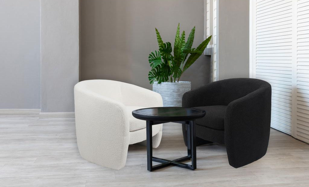 Fauteuil arrondi Cosymeub Tissu bouclette Noir XVEK17094