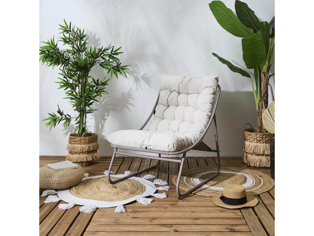 Cosymeub - Fauteuil de Jardin en Métal et Textilène Beige avec Coussin ULSG52263