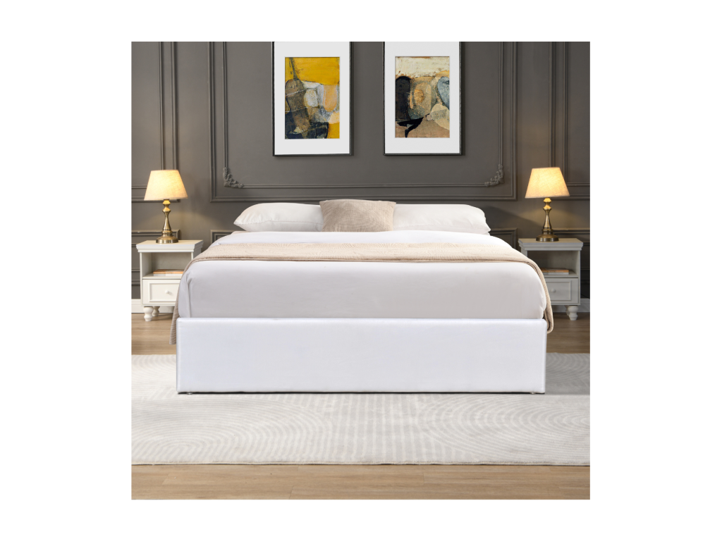 Nuits D'or Solide Lit Coffre Blanc pour Matelas 120x190 cm - 12 Cosymeub Pieds - Montage Rapide et Facile - reve TUFU01645