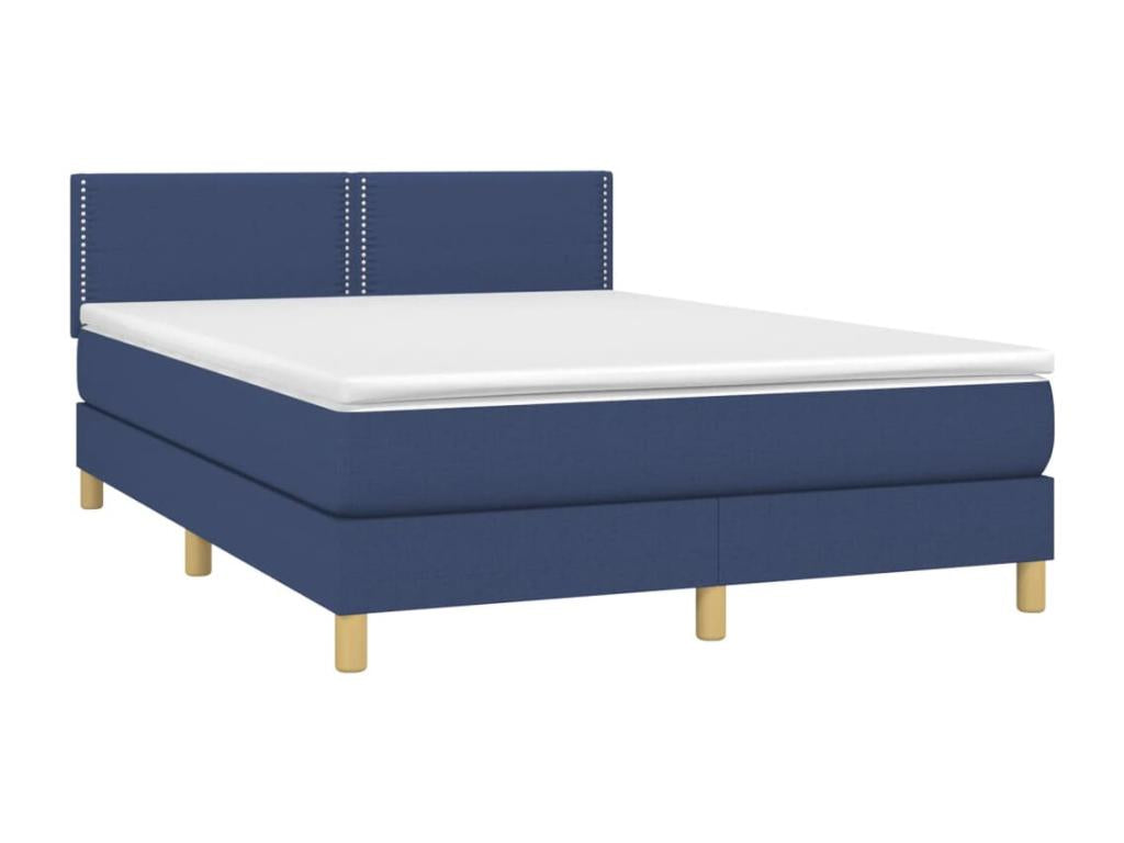 Sommier tapissier avec matelas et LED Bleu 140x200 cm Tissu MAIC51495