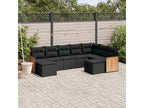Salon de jardin 9 pcs avec coussins noir résine tressée UQBB48218