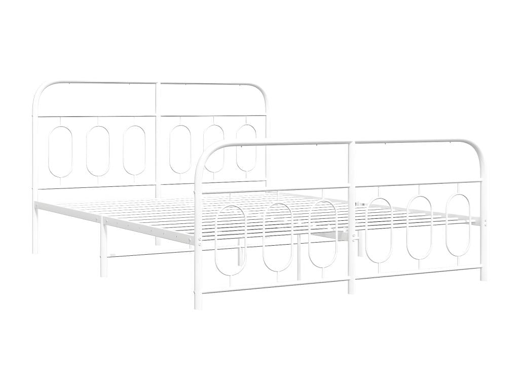 Cadre de lit métal avec tête de lit/pied de lit blanc 140x200cm RZSR03400