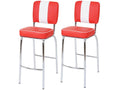 2x tabouret de bar Cosymeub chaise de comptoir design rétro des années 50 similicuir - rouge / blanc FNCJ03343