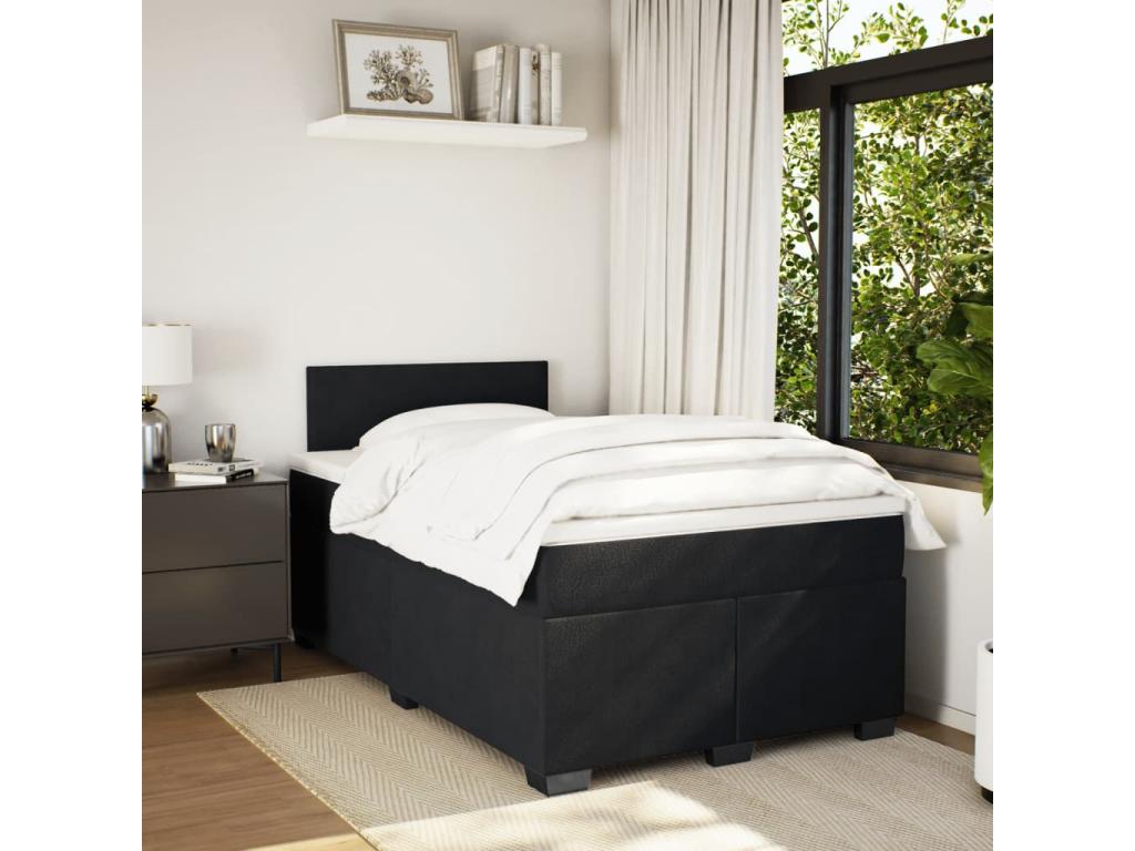 Sommier à Artigeo de lit avec matelas Noir 120x200 cm Velours TVRP03404