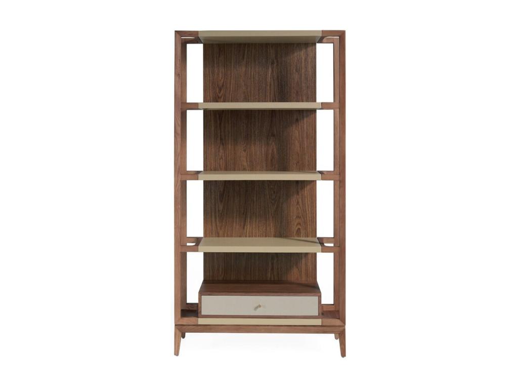 Etagère 4 niveaux et 1 tiroir bois noyer et laqué Cosymeub-Couleur Soufre DNES24668