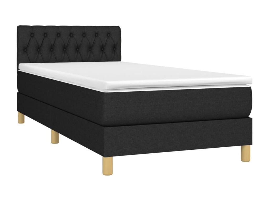 Lit à sommier tapissier et matelas Noir 80x200 cm Tissu DRFV49346