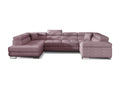 Canapé convertible U gauche tissu rose avec coffre de rangement Cosymeub 340cm JKBO80602