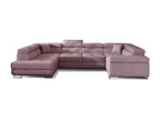 Canapé convertible U gauche tissu rose avec coffre de rangement Cosymeub 340cm JKBO80602