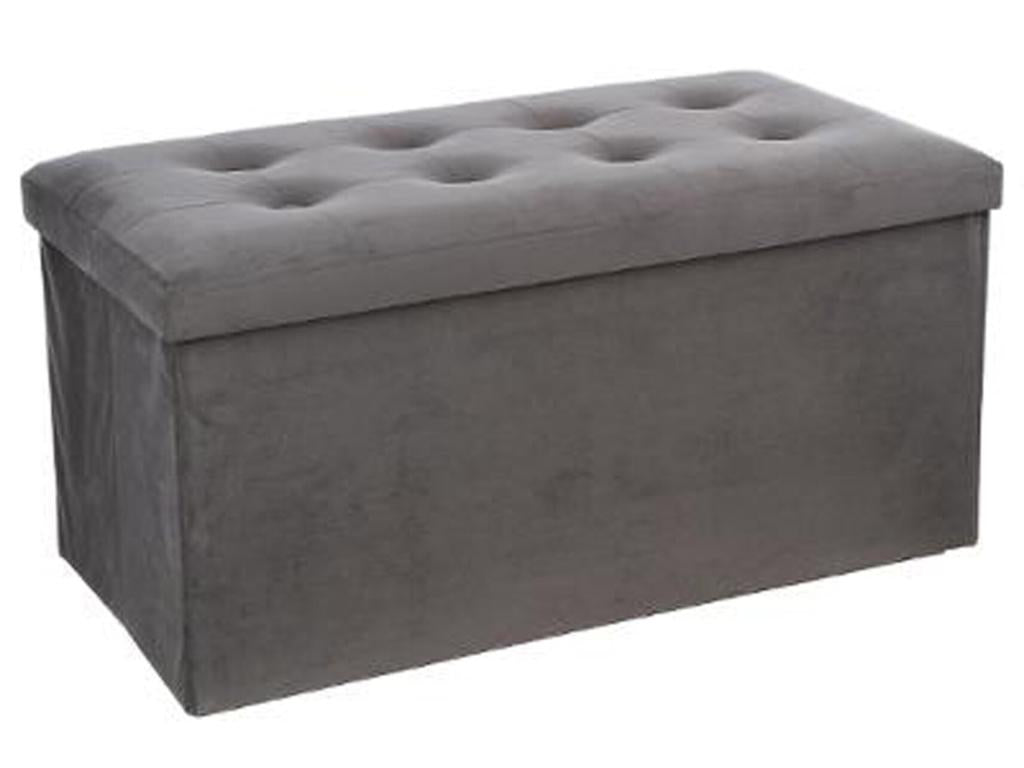 Coffre/pouf pliable en MDF et polyuréCosymeub couleur grise - Dim L76 x l38 x H38 cm IJIA98379