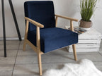Fauteuil Cosymeub 100 Bleu 76x59x67cm Tapisserie Pieds Bois CFDI14687