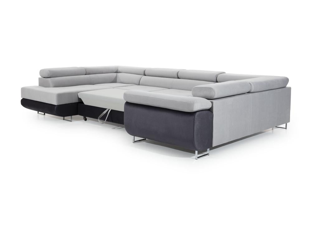 Canapé convertible U gauche tissu rose avec coffre de rangement Cosymeub 340cm JKBO80602