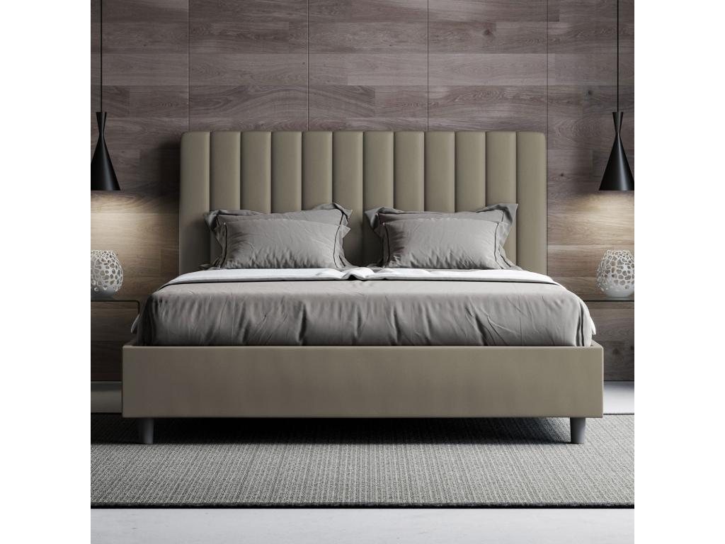 Lit avec sommier rembourrée 160x200 similicuir cappuccino Artigeo BKUY74336