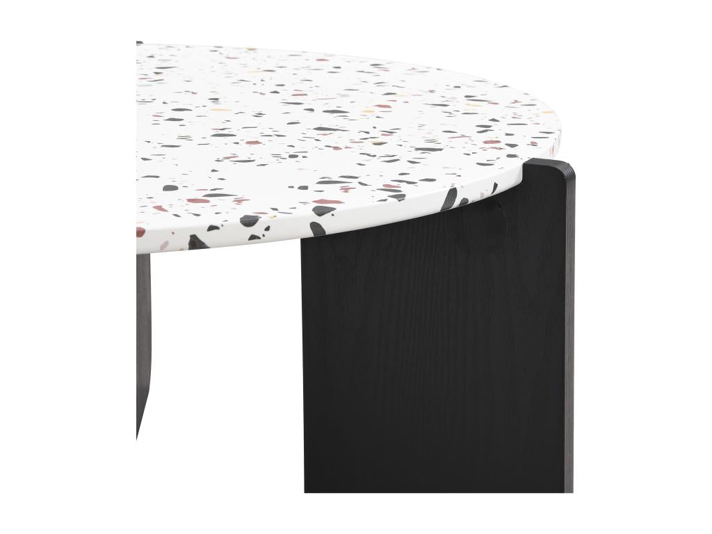 Ensemble de 2 tables basses gigognes moderne blanc et pieds noirs QEGZA BLACK PDOY95148