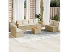 Salon de jardin avec coussins 9 pcs beige résine tressée JOTG24541