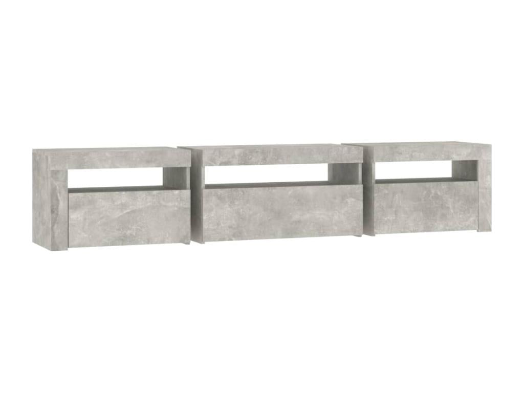 Meuble TV avec Cosymeubères LED Gris béton 195x35x40 cm PWCE19783