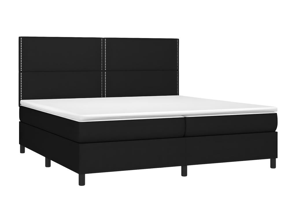 Sommier tapissier et matelas et LED Noir 200x200 cm Tissu ANIW27982