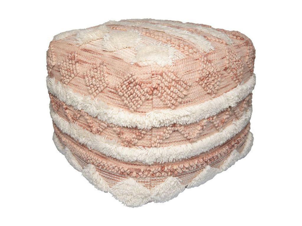 Pouf Cosymeub Fait à la Main Cosymeub 50cm Rose / Crème NFTU16477