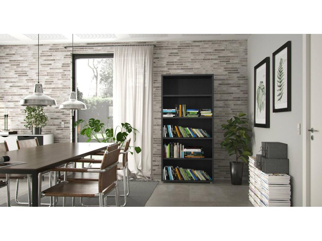 Bibliothèque Cosymeub Etagère de bureau Porte-livre mobile Librairie 89x40 h186 cm Noir CUOP49835