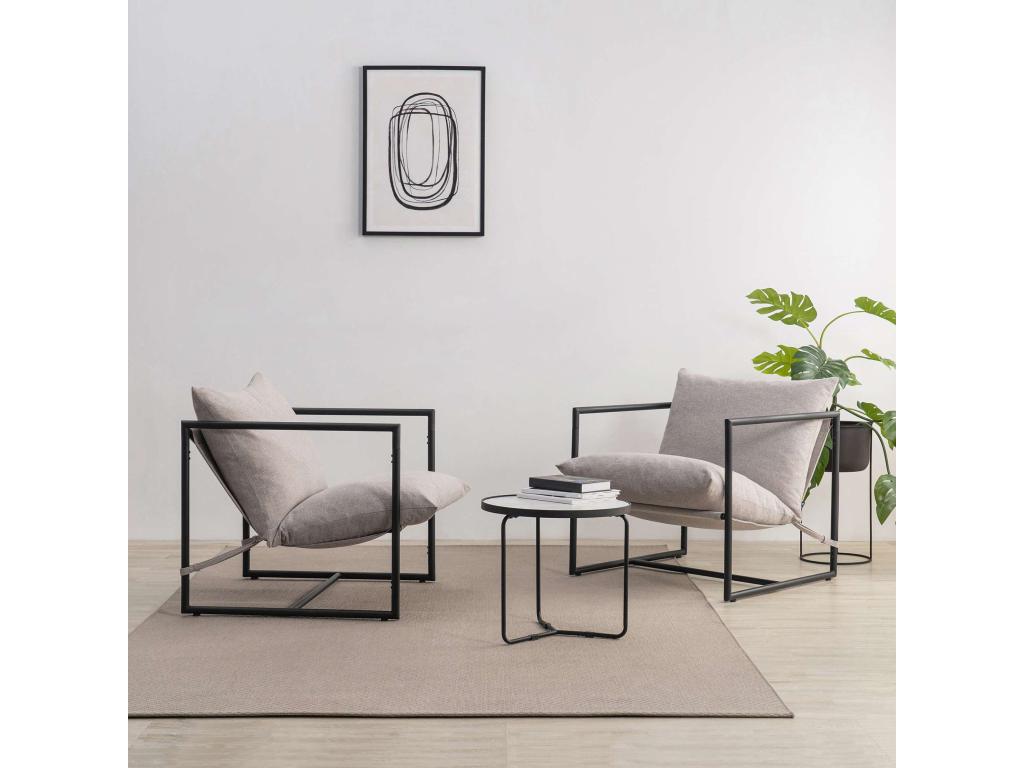 Fauteuil à structure en métal avec coussins - Beige - 78x69x78 cm - Cosymeub KZMD54819