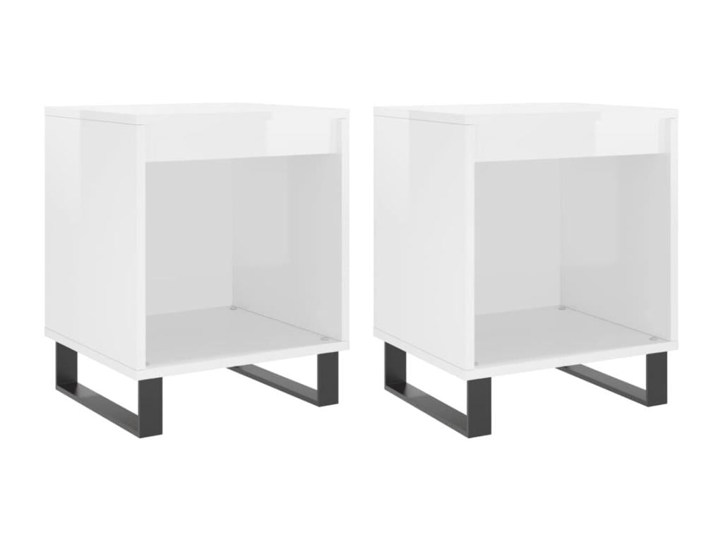 Cosymeub Premium - Tables de chevet 2 pcs blanc brillant 40x35x50 cm LETM43234